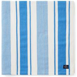 Lexington Striped Linen Bordsduk Blå, Vit