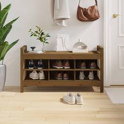 vidaXL Entrébænk 110 x 40 x 60 cm Massivt Fyrretræ Gyldenbrun Opbevaringsbænk
