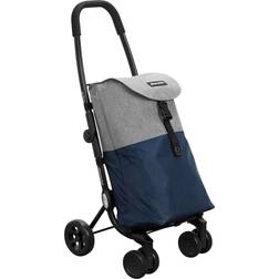 Playmarket Poussette de marche chariot de marche 24917 Panier Pliable Go Four, Quatre Roues, Bleu et Gris