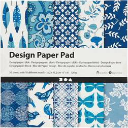 Creativ Company Design Paper Pad, 15,2x15,2 cm, 120 g, blue, 50 sheet/ 1 pack