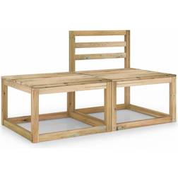 vidaXL 2 Piece Garden Impregnated Pinewood 70cm H x 60cm W x 64cm D Outdoor Lounge Set
