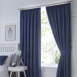 Fusion Dijon Mörkläggning Termiskt Isolerat Blyertspenngardiner 117 cm Bredd x 229 cm Marinblå