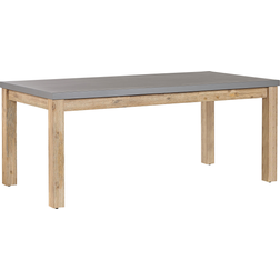 Beliani Tisch Grau Heller Holzfarbton 180 x 90 cm