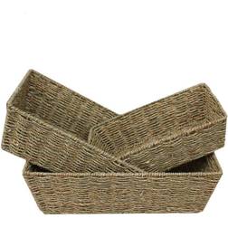 RED HAMPER of 3 Tapered Seagrass Trays Basket