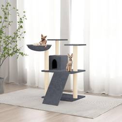 vidaXL Albero Per Gatti Con Tiragraffi In Sisal Grigio Scuro 83 cm