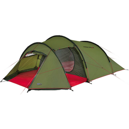 High Peak Falcon 4 LW, Camping, Hårdram, Tunneltält, 4 personer 4,8 kg, Grön, Röd