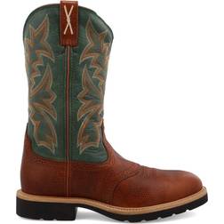 Twisted X Toe Western - Cognac Glazed Pebble/Drk Green