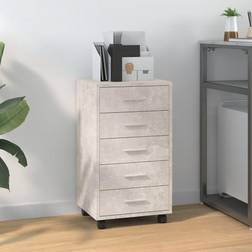 vidaXL Cajonera Con Ruedas Madera Contrachapada Gris Hormigón Cómoda