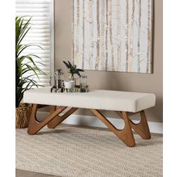 Baxton Studio White/Walnut Settee Bench