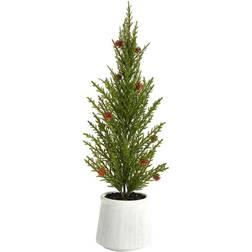 Nearly Natural 20 Cedar Pine Look Artificial with Mini Pine Cones Christmas Tree