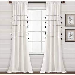 Lush Decor Farmhouse Boho Stripe Woven Tassel Curtain Panel 42 x 84