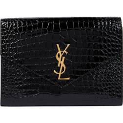 Saint Laurent Cassandre croc-effect leather pouch