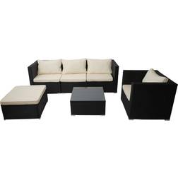 MCW Poly-Rattan-Garnitur Busto, Gartengarnitur Lounge-Set