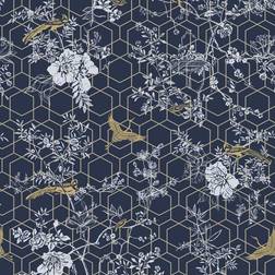 Muriva Himara Wallpaper Blue Gold Lipsy 144070