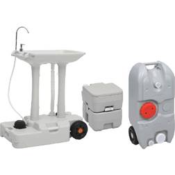 vidaXL Portable Camping Toilet and Handwash Stand Set with Water Tank