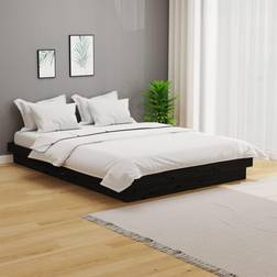 vidaXL Bedframe Massief Hout Zwart 140x190 cm
