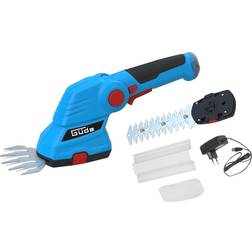 Güde 95508 Akku-Gartenpflege-Set GPS 7.2V-1.5 Li-Ion 7,2 V Akku, Li-Ion, Set bestehend aus Grasscheren- und Hecken-/Strauchscherenaufsatz Blau