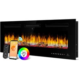 Kesser Elektrokamin Wandkamin Elektrischer Kamin mit Heizung 9 Farbmodi LED flammeneffekt, 900/1800 W Kaminofen Wand und einbaukamin Wandmontage Heizung App-Funktion Fernbedienung Touchscreen