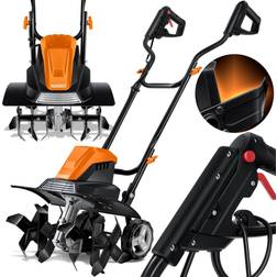 Masko MASKO elektrische Motorhacke 1500 Watt 40cm Arbeitsbreite 20cm Arbeitstiefe Bodenhacke Ackerfräse Kultivator Gartenfräse Elektro Hacke klappbarer Handgriff Metallgehäuse Transporträder