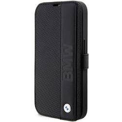 BMW Etui BMBKP14X22RDPK iPhone 14 Pro Max 6,7" czarny/black bookcase Leather Textured&Stripe, Smartphone Hülle