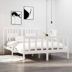 vidaXL white, 140 Solid Wood Bed Frame