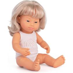 Miniland Baby Doll Caucasian Blonde Girl with Do