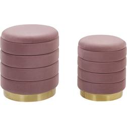 Beliani Pouf 2er Set Rosa Samtstoff Sitzpuff