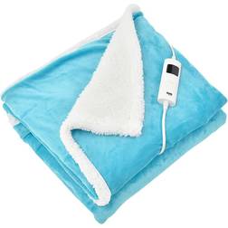 GlamHaus Heated Electric Fleece Blankets Blue