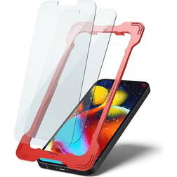 Spigen iPhone 13 Mini Protector Caseology Snap Fit Tempered Glass Protector for iPhone 13 Mini 2 Pack