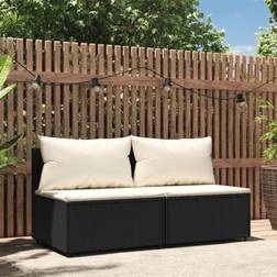 vidaXL Canapés Centraux De Jardin Et Coussins 2 pcs Noir Résine Tressée 319738 Canapé Modulaire