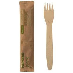 Papstar Fourchettes, bois "pure" 15,5 cm emballage papier individuel
