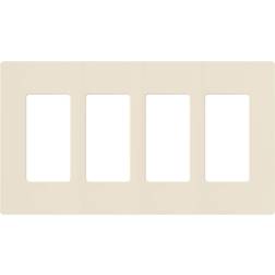 Lutron Claro 4 Gang Decorator/Rocker Wallplate, Gloss, Light Almond 1-Pack