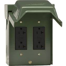 GE 2-20 Amp Backyard Outlet with GFCI Receptacles, Dark Green