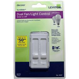 Leviton SureSlide White Fan/LED Light Control Dimmer Slide Switch