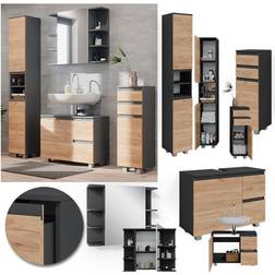 Vicco Set Mobili Bagno J-Shape Grigio 4 Parti