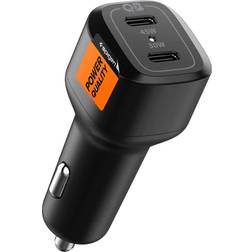 Spigen ArcStation PD 75W Car Charger m. 1 x 45W USB-C & 1 x 30W USB-C Sort