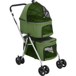 vidaXL Dobbelt Hundeklapvogn Foldbar 83 x 48 x 97 cm Oxfordstof Grøn
