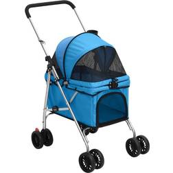 vidaXL Passeggino Per Cani Pieghevole Blu 76x50x100 cm Tessuto Oxford