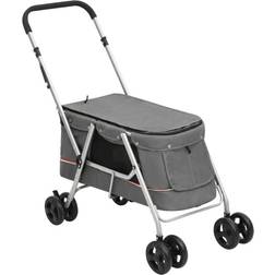 vidaXL Foldbar Hundeklapvogn 100 x 49 x 96 cm Linned Grå