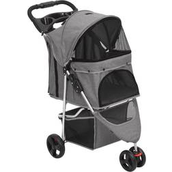 vidaXL Passeggino Per Cani Pieghevole Grigio 80x46x98 cm Tessuto Oxford