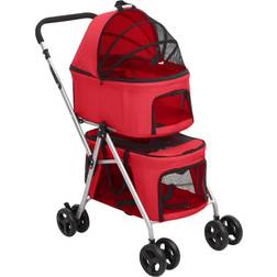 vidaXL 2-Layers Folding Dog Stroller Red