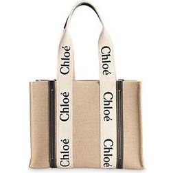 Chloé Womens White Blue 1 Woody Medium Cotton Tote bag