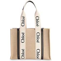 Chloé Woody Medium Shopper Taske - Beige