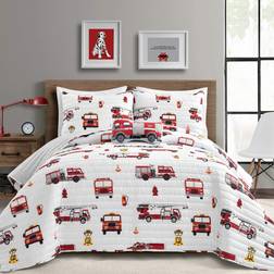 Lush Decor Make A Fire Truck Red & White Reversible Print 3