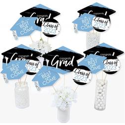 Big Dot of Happiness Light Blue Grad Best is Yet to Come Light Blue 2022 Graduation Party Centerpiece Sticks Table Toppers Set of 15