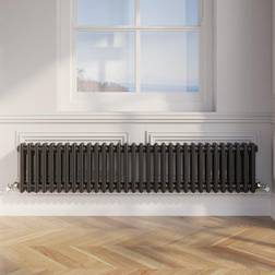 Park Lane Double Traditional Colosseum Radiator Black Horizontal Column