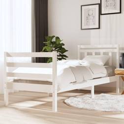 vidaXL 90x200 cm Massivt Træ Hvid Sengeramme