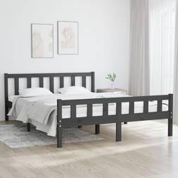 vidaXL grey, 140 Solid Bed Frame Bed Base Sängram