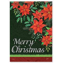 Carson Merry Christmas Poinsettias Small Flag