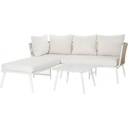 Dkd Home Decor Beige Aluminium Rope Garden Sofa 196 x 75 x 68.5 cm Outdoor Side Table